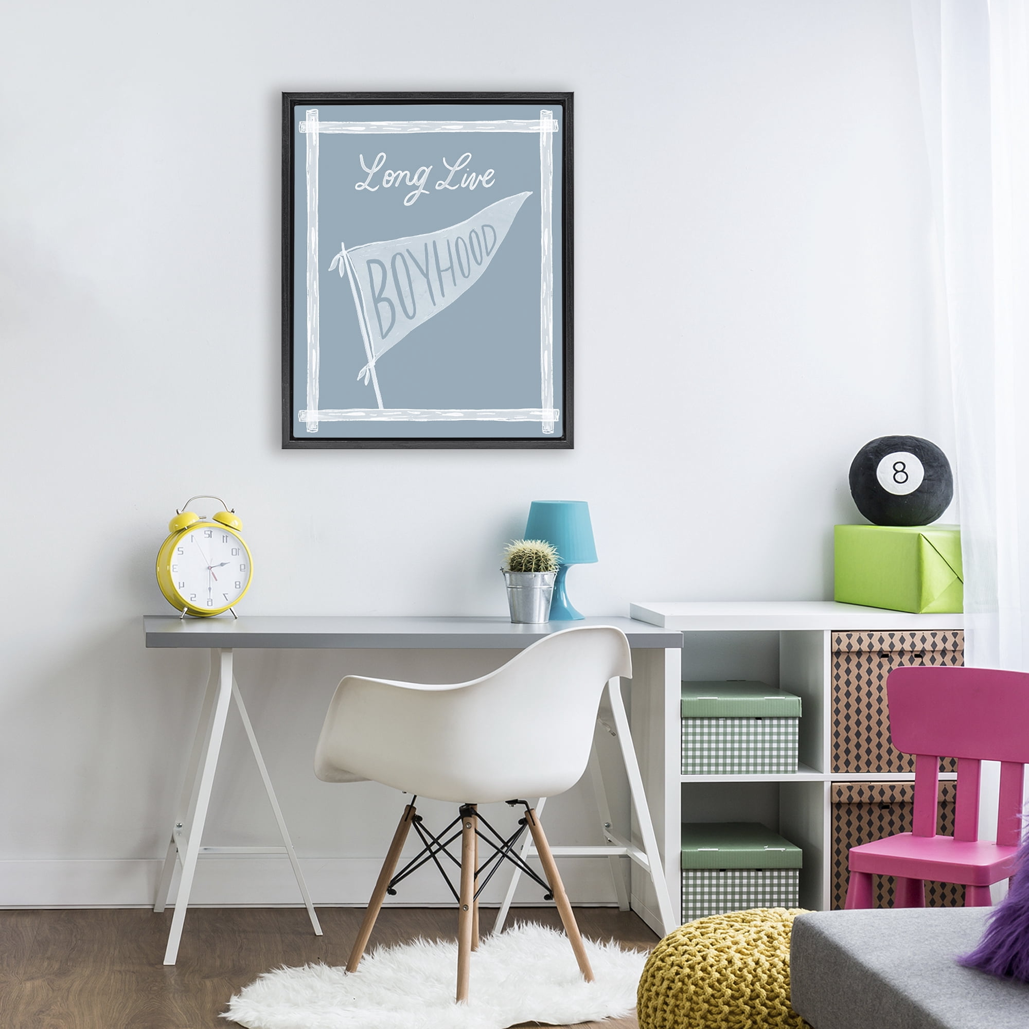 Stupell Industries Long Live Boyhood with Border Black Framed Floater Canvas Wall Art, design by Cherrywood Lane
