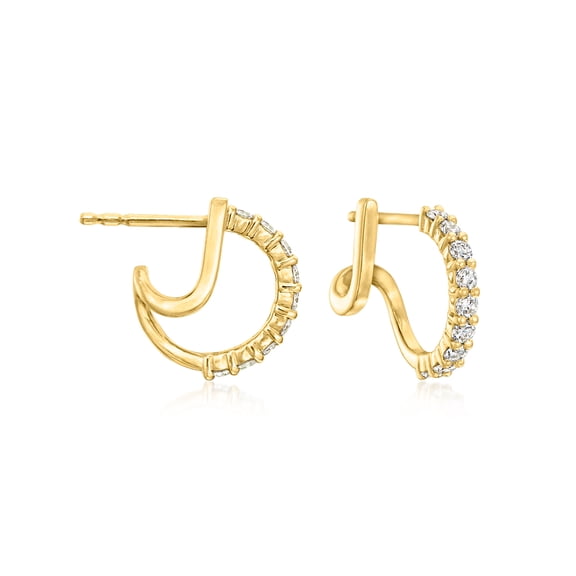 Ross-Simons 0.50 ct. t.w. Lab-Grown Diamond Double-Hoop Earrings in 18kt Gold Over Sterling, Women's, Adult