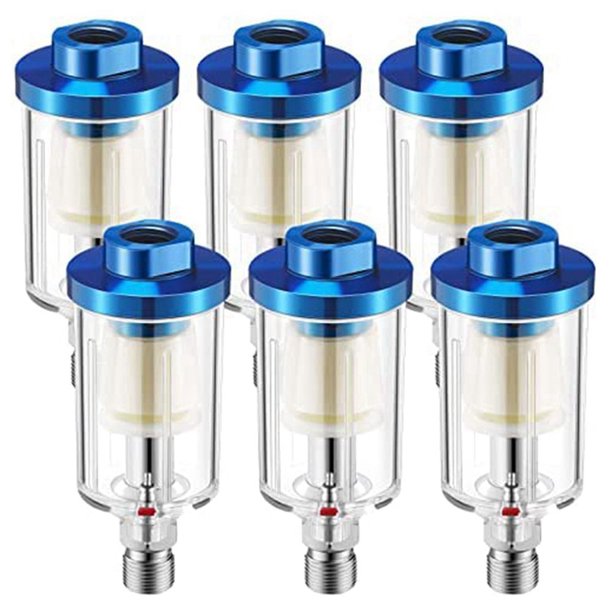 6Pcs Water Oil Separator Filter 1/4 Inch NPT Inlet and Outlet Air Compressor Moisture Filter