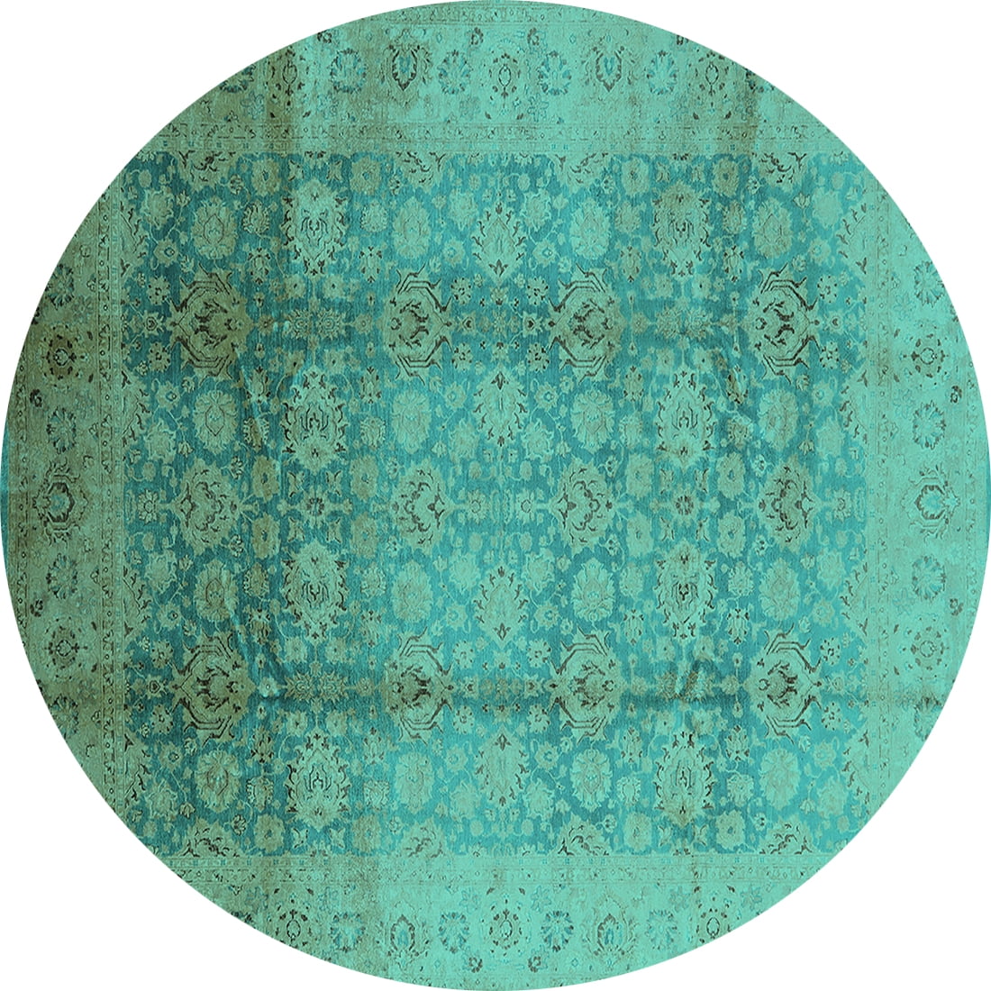 Ahgly Company Indoor Round Oriental Turquoise Blue Industrial Area Rugs ...