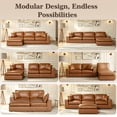 thumbnail image 6 of VEPXXP 99.6" Couch PU Leather Modular L-Shaped Sectional Couch, Modern Comfy Deep Seat 3-Seater Sofa with Ottoman & 2 Pillows for Living Room, Brown, 6 of 7