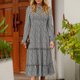 thumbnail image 5 of Vestido bohemio ahumado con cuello redondo y manga larga de Color liso para mujer de otoño e invierno Fridja  yut6217, 5 of 7