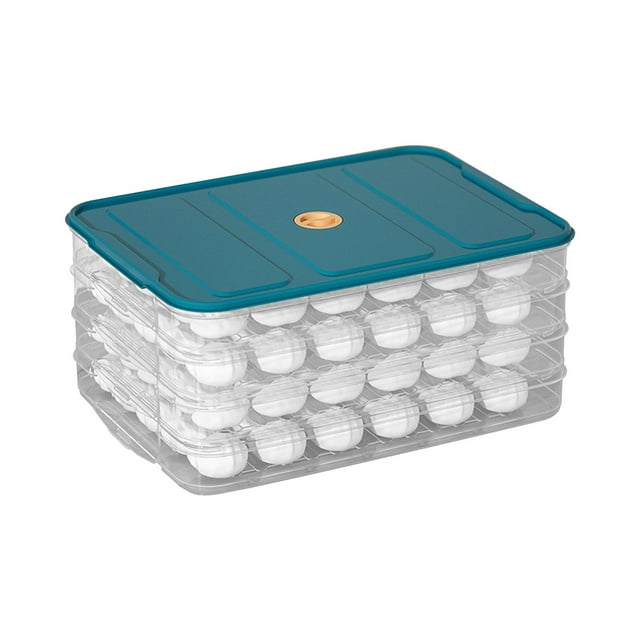 COM1950s Food Storage Containers, Dumpling Organizer Freezer Box Refrigerator Organizer Bins,Food Storage Containers with Lids Dumpling Storage Box Layer Stackable Food Storage Tray Organizer F