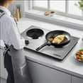 thumbnail image 3 of Cusimax 1800W Double Hot Plate, Stainless Countertop Burner, Silver Portable Electric Cooktop, CMHP-C180, 3 of 9