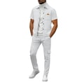 thumbnail image 7 of VBTAPA Men's Waffle Tracksuit 2 Piece Athletic Sweatsuits Short Sleeve Shirt Jacket Jogger Sweatpants Sets Casual Sports Jogging Suits White S, 7 of 7