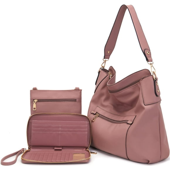 Bolso bandolera Idesort grande para mujer rosa con monedero