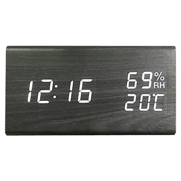 EGNMCR Alarm Clock Wall Clock Wooden Digital Alarm Clock with 3 Brightness/3 Groups of Alarm Alarm Clock