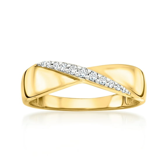 Ross-Simons 0.10 ct. t.w. Diamond Diagonal Ring in 18kt Gold Over Sterling, Women's, Adult