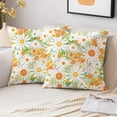 thumbnail image 2 of Daisy 70S Flower Pillow Covers 18 x 18 Inch Set of 2 Cute Orange Floral Decor Aesthetic Retro Blossom Flower Throw Pillows Leaves Outdoor Farmhouse Decorative Cushion for Couch Bed Sofa, 2 of 3