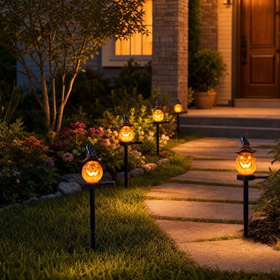 Halloween Decoration Indoor Outdoor Clearance Under $5.00! Thanksgiving Fall Decorations for Home, Halloween Pumpkin Solar Ground Stake