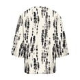thumbnail image 2 of TaTaai Women's Roll Tab Sleeve Blouse, Printed V Neck Shirt, Linen Look Three Quarter Top for Casual Summer Gift, 2 of 5