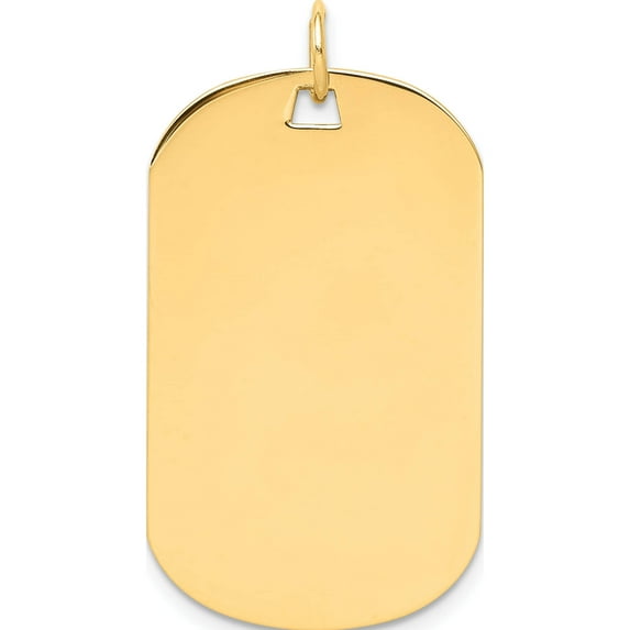 14K Yellow Gold Plain .018 Gauge Engraveable Dog Tag Disc Charm (34 X 19) Made In United States xm556/18