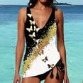 thumbnail image 2 of Swimsuits Women Trendy Print Plus Size Deep V-Neck Tankini Set White Women Bathing Suits L, 2 of 4