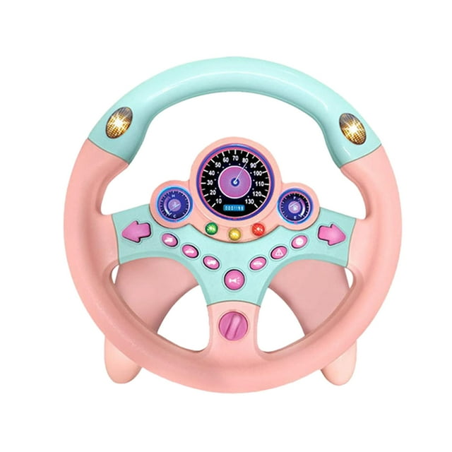 lionlar Battery Powered Simulated Driving Steering Wheel Toy Car Driving Toy for Infant Pink