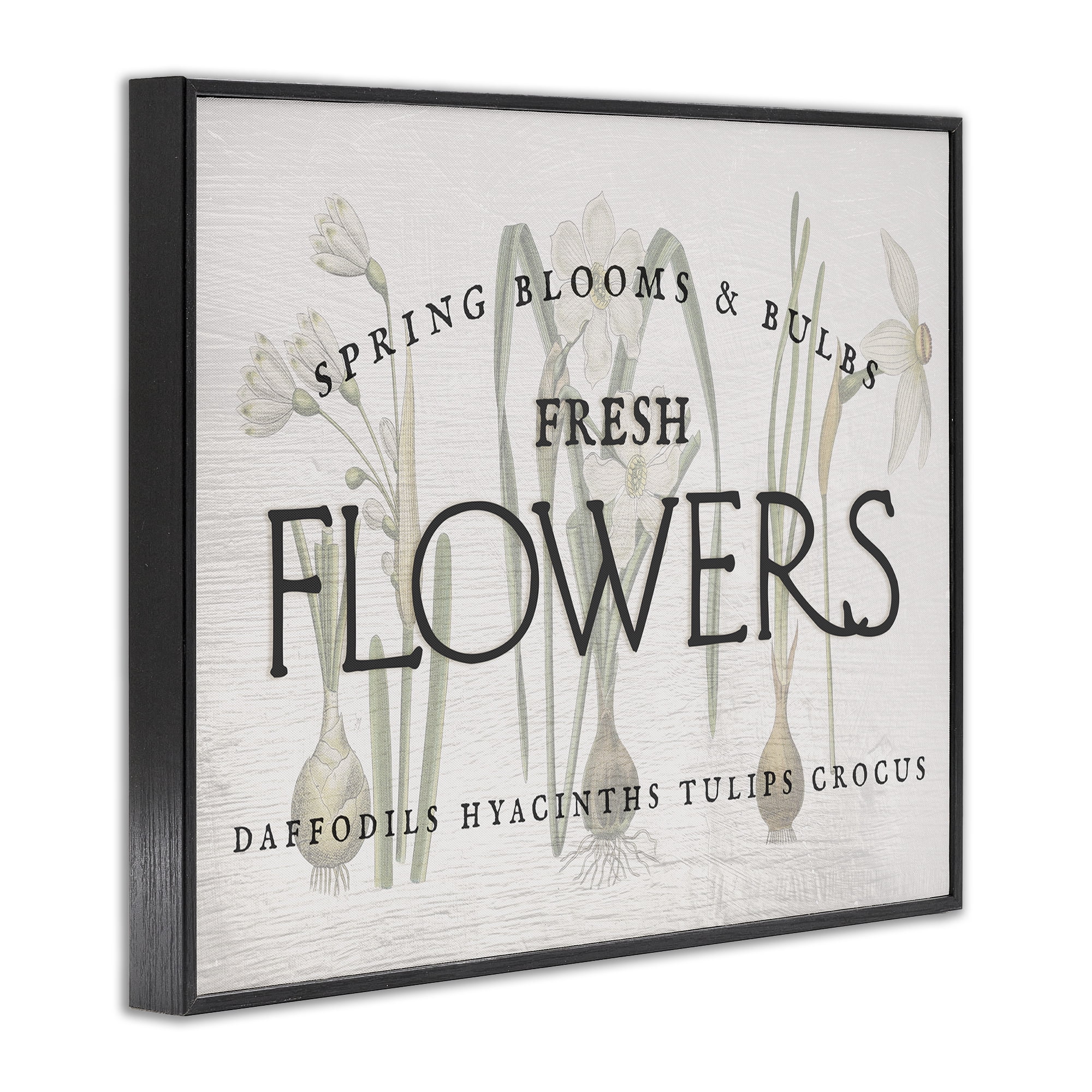 Stupell Industries Fresh Flowers Market Typography Painting Black Framed Art Print Wall Art, 20 x 16