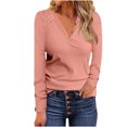 thumbnail image 2 of OKBOP Plus Size Sexy Tops,Fashion Woman V-Neck Long Sleeve T-Shirt Autumn Solid Loose Long Sleeve Blouse Fall Shirts, 2 of 6