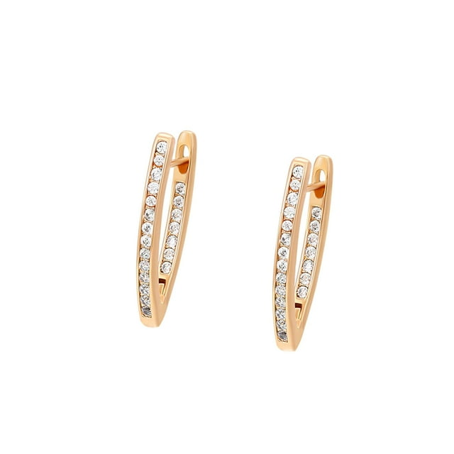 Modernas Arracadas en V para Dama con Swarovski Oro 18K Lam dorado Unitalla