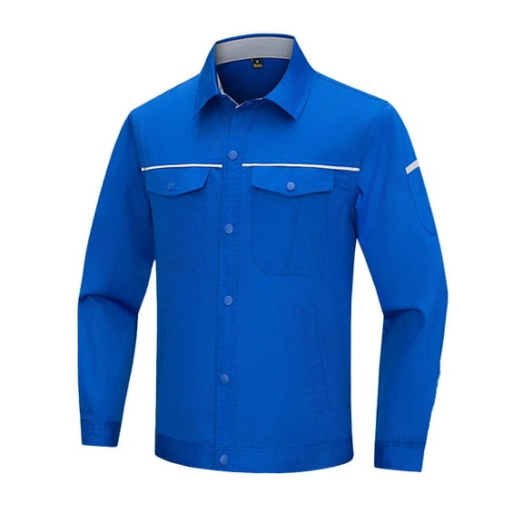 Aueoeo Suits Set For Men Work Suit Casual Daily Outdoor Sweatsuit Loose Lightweight Breathable Long Sleeve Lapel Suit Blue L