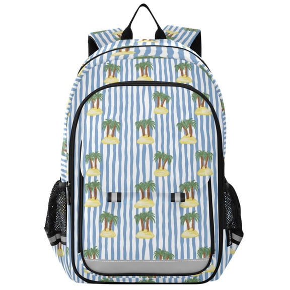 School Backpack for Teens 17L Lightweight Bookbag with Reflective Strips Tropical Island