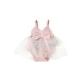 thumbnail image 1 of WIFORNT Barboteuse d'Été pour Bébés Filles Robe Broderie Florale Tulle Patchwork Nœud Sans Manches Col en V Combinaison, 1 of 7