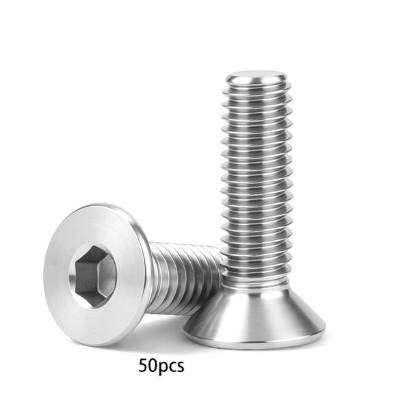 PODJEH-M2 x 6mm(50 Pack) Metric Flat Head Hex Socket Cap Screws Bolts ...