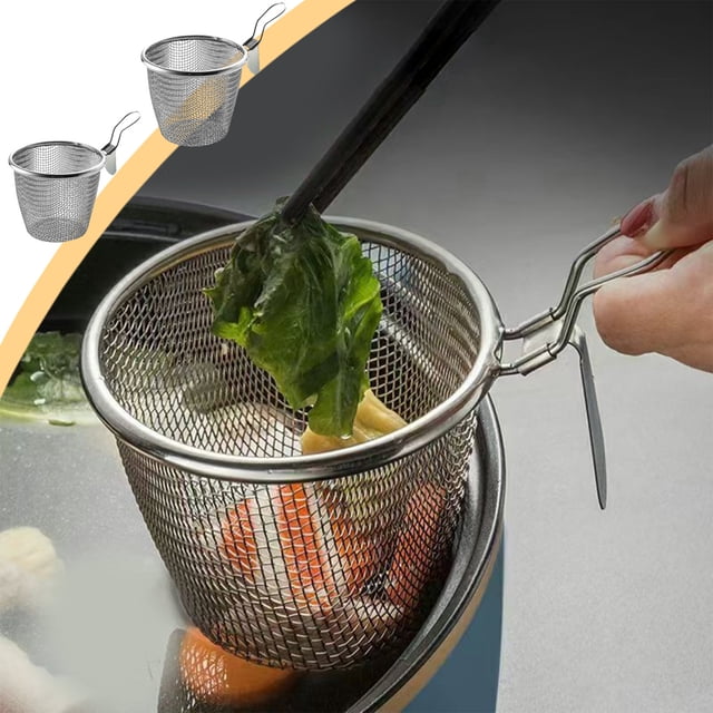 PRETXORVE Cuillère de Friture Ménagère en Acier Inoxydable Hot Hedge, Cuillère de Fuite Épicée Hot, Cuillère de Fuite Multifonction, Cuillère Filtrante à Fuite en Filet