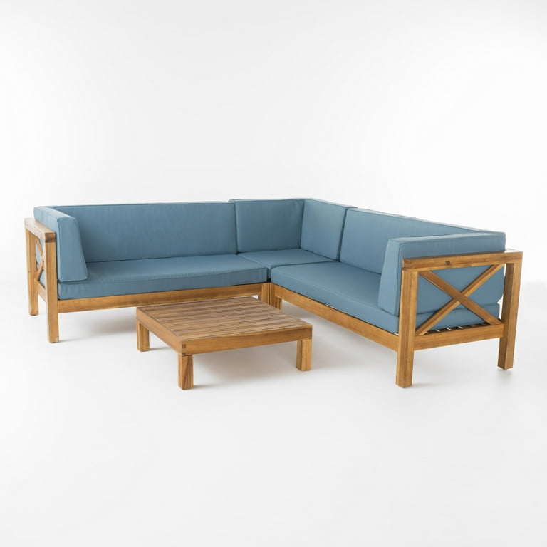 GDF Studio Calle 4 Piece Outdoor Acacia Wood Sectional Set Teak