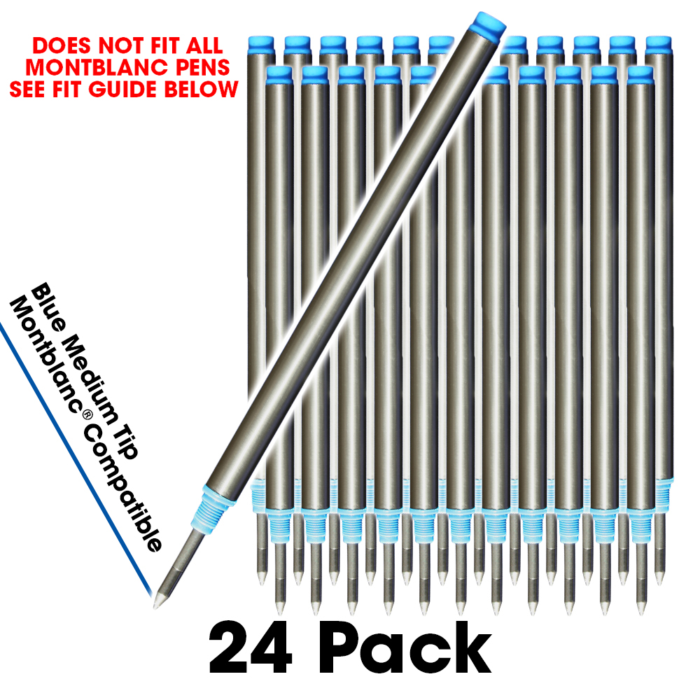 Jaymo 24 Blue Montblanc Compatible Rollerball Pen Refills Smooth