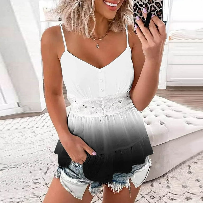 Yourumao Women Clearance TopsTeen Girl Skims Dupe Bodycon Tight Tops Lace  Spandex Blouses Camisole Vest Slip Sexy Camisole Tank Summer Fall Tops 
