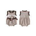 thumbnail image 2 of Cenuakty Girl Football Romper with Bows Plaid Embroidered Sleeveless Bodysuit, 2 of 8