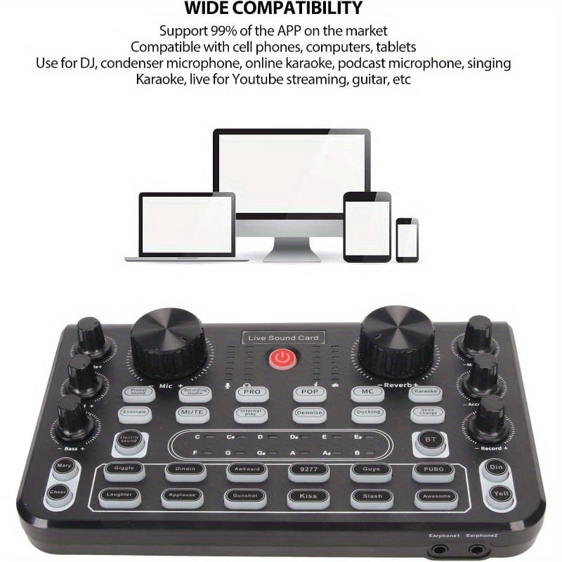 All-in-One Audio Interface & Podcast Equipment with DJ Mixer Effects, Noise Reduction, Plug & Play