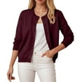 thumbnail image 2 of idosla Women's Cardigan Sweaters Lightweight Crew Neck Button Down Long Sleeve Fall Fashion Outfits 2025 (Wine, S), 2 of 9