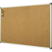 Lockways Cork Board Bulletin Board, 48" x 36", Silver Aluminium Frame