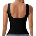 thumbnail image 6 of Adjustable Strap Camisole Tops for Women Lightweight Shirts with Detachable Pads Breathable Stretch Design for Daily Walking Fitness Shopping Sweat Wicking Sleeveless Shirt (Black,L), 6 of 7