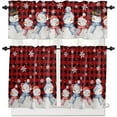 thumbnail image 3 of Christmas Snowman Kitchen Window Valance and Tier Set Winter Xmas Snowflake 3 Piece Rod Pocket Valances Tiers Curtain, Buffalo Gingham Short Curtains Small Windows Treatment for Bedroom/Cafe/Bathroom, 3 of 6