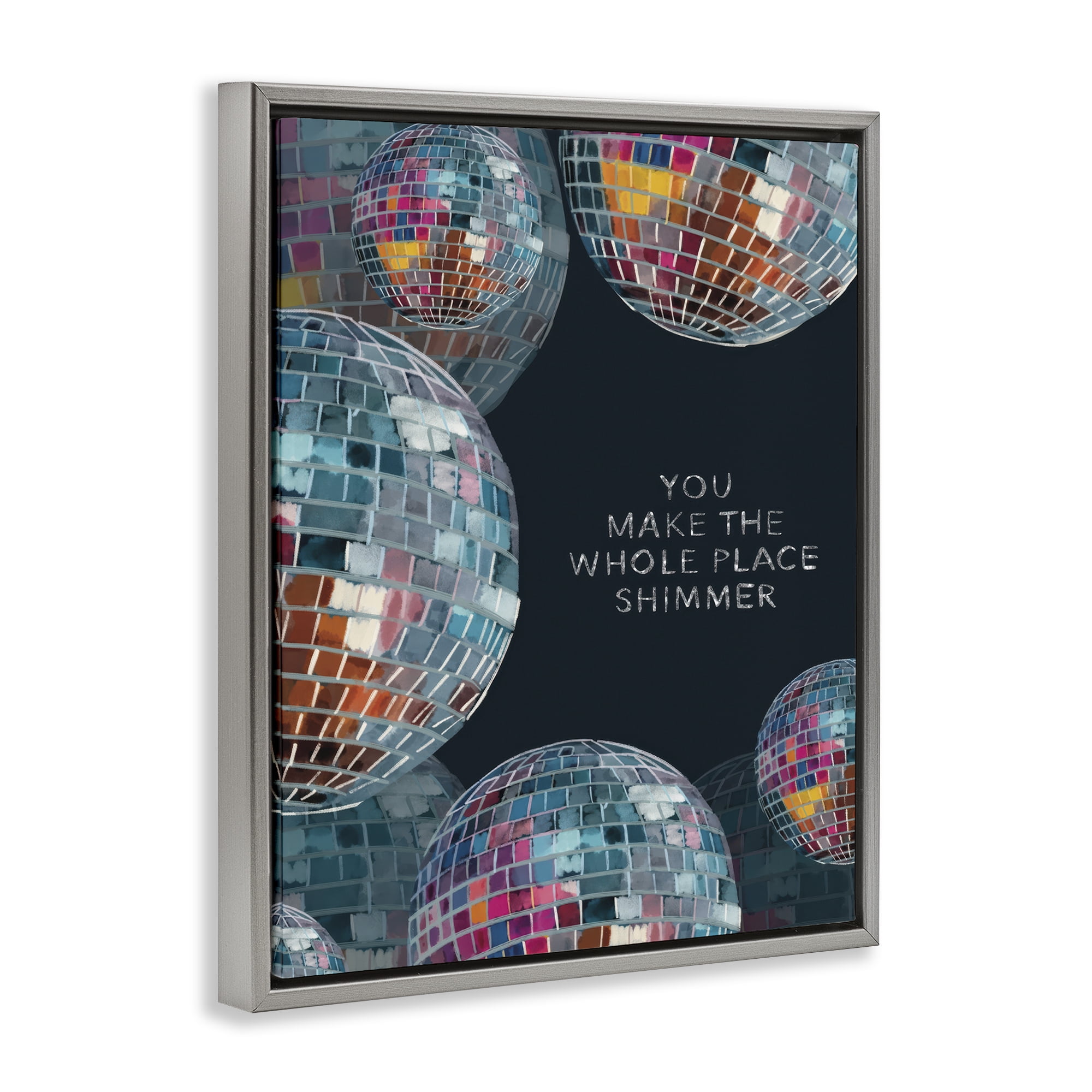 Stupell Industries You Make it Shimmer Entertainment Painting Gray Floater Framed Canvas Art Print Wall Art, 25 x 31