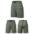 thumbnail image 5 of fatyb Men's Shorts Knee Length Lightweight Casual Shorts with Belt Elastic Waist Hiking Cargo Shorts, 5 of 6