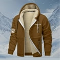 thumbnail image 3 of Men Jesus Hoodie Fleece Lined Zip Up Plus Size Christian Faith Outdoor Heavyweight Jacket With Pockets Hoodies Men Khaki L, 3 of 4