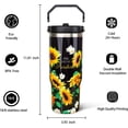 thumbnail image 6 of 30oz Sunflower Tumbler with Handle and Straw, Stainless Steel Vacuum Insulated Flip Straw 30 oz Coffee Tumbler, Spill Proof Travel Mug, Sunflower Decor Gifts for Women, 6 of 6