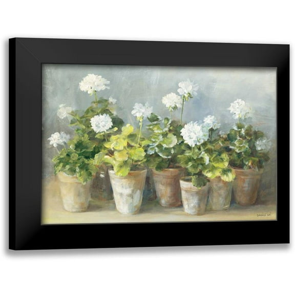 Nai, Danhui 14x11 Black Modern Framed Museum Art Print Titled - White Geraniums