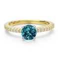 thumbnail image 3 of Gem Stone King 14K Two Tone Gold London Blue Topaz and Lab Grown Diamond Engagement Ring for Women | 1.26 Cttw | Round 6MM | Gemstone November Birthstone | Size 9, 3 of 6
