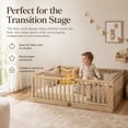 thumbnail image 2 of Miniyam Wooden Twin Size Floor Bed for Kids with Door, High Safety Fence, Natural, 2 of 7