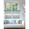 thumbnail image 4 of Sheer Curtains 45 Inch Length 2 Panels Set for Kitchen, Turquoise Grey Stripe Semi Sheer Curtains for Windows, Modern Art Horizontal Striped Voile Window Treatments Rod Pocket Curtain, 4 of 7