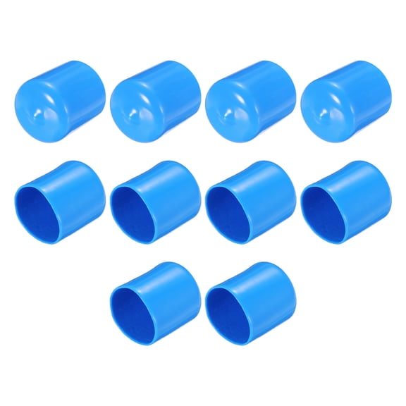 10pcs Rubber End Caps 22mm(7/8") ID Vinyl Round End Cap Cover Screw Thread Protector,Light Blue