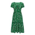 thumbnail image 4 of Amzcrzy Robes pour Femmes Robe Fleurie pour Femmes Robes pour Femmes Mode Féminine Imprimé Manches Shrot Robes Plissées Robe Longueur Genou Robes Midi pour Femmes, 4 of 6