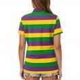 thumbnail image 4 of Hearthz Striped Women's Polos Golf Shirts Short Sleeve 3 Buttons Collared Uniform Tops for Women UPF 50+ Sun Protection Golf Shirt for Women Yellow S, 4 of 6