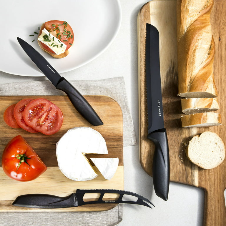 Home Hero - Kitchen Knife Set & Steak Knifes - Ultra-Sharp, High Carbon -  Stainless Steel, Black, 16 Pcs 