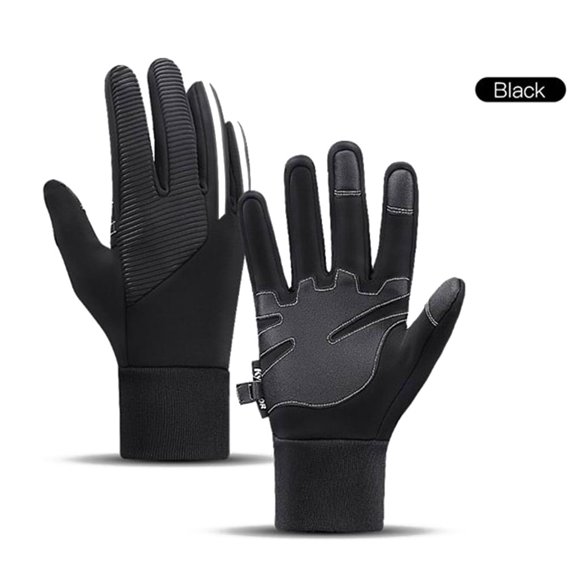 Waterproof Gloves for Cold Weather, Stay Connected Non-Slip Silicone Grip Sensitive Touchscreen Winter Gloves for Men Women (Solid Black)