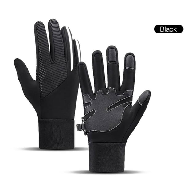 Guantes cálidos de invierno, materiales térmicos negros sólidos, impermeables, compatibles con pantalla táctil para hombres y mujeres, guantes de invierno unisex para ciclismo, correr, conducir,