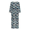 thumbnail image 4 of XFLWAM Women's Sleepwear Capri Pajama Sets Long Sleeve Two-Piece Pjs Crew Neck Lounge Sets Tops & Capri Pants with Pockets, 4 of 5